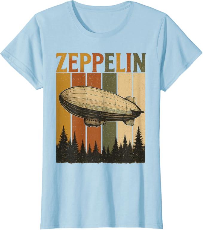 Retro Zeppelin Airship Shirt Vintage Rock Style Tee for Men T-Shirt 3T
