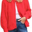 Coquette Chunky Cardigan Sweaters for Women Cottagecore Open Front Knitted Sweater Y2K Fall Casual Cardigan Coat, Size M