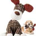 Indestructible Dog Toys,New Dog Toys for Aggressive Chewers,Squeaky Durable Chew Toy for Indoor Pups Teething,Puppy Teething Toys (Brown Dog)