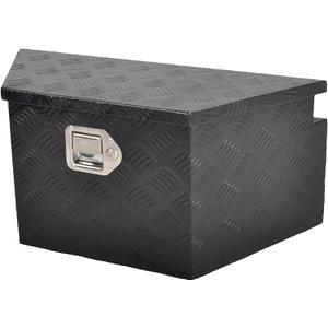 26 Inch Aluminum Utility Trailer Tongue Tool Box Wide Utility Trailer Tongue Toolbox RV Storage OrganizerTrailer Storage Tool Box With Lock & Keys Black,5 Bar Tread (26"x13.3"x12")