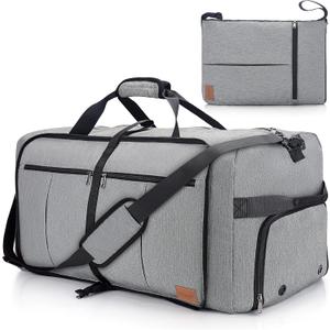 100L Travel Duffle Bag for Men, Urtala 32 Large Duffle Bag for Traveling with Shoe Compartment, Foldable Travel Duffel Bag Weekender Bag Gym Bag for Men Women Waterproof & Tear Resistant (Gray)