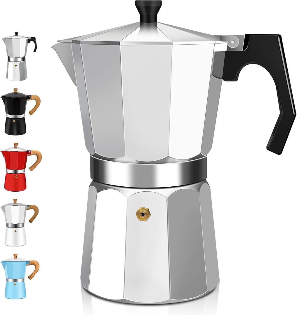 2 Cup Aluminum Espresso Stovetop Moka Pot Express Coffee Maker Percolator Italian Classic Mocha Coffee Machine for Italian and Cuban Cafe Brewing for Home & Camping 100ml 3.3oz (Silver)