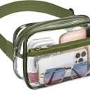 Veckle Clear Fanny Pack - Stadium Approved Clear Belt Bag for Women Large Transparent Waist Bag Crossbody with Adjustable Strap for Sports Events, Concerts, Green