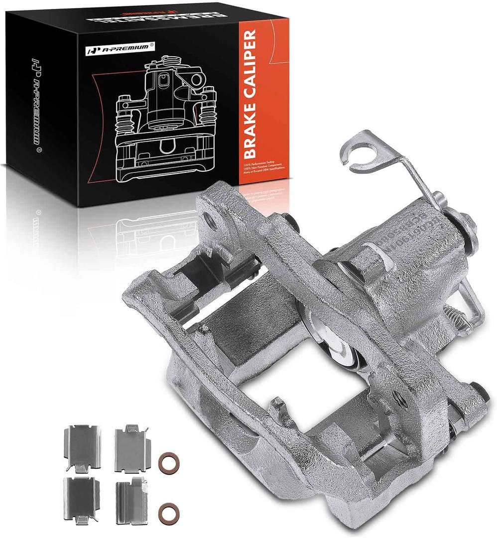 A-Premium Disc Brake Caliper Assembly with Bracket Compatible with Select Chrysler, Dodge, Ram and Volkswagen Models - Town & Country/Grand Caravan 2008-2012, C/V 2012, Routan - Rear Right Passenger