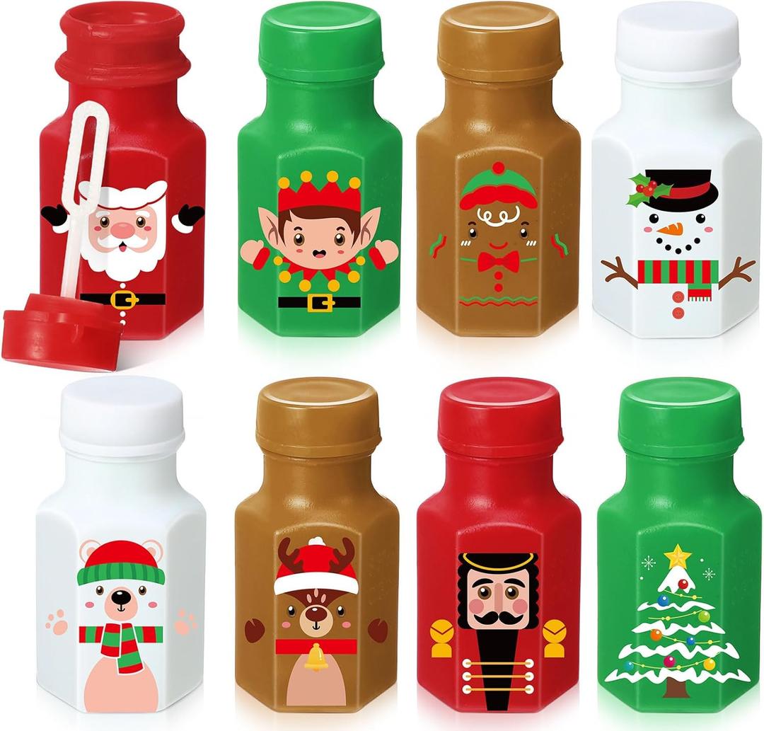 Zomiboo 48 Pcs Christmas Party Favors Bubble Wands Bulk Xmas Mini Bubbles Bottles Christmas Bubble Toys for Kids Classroom Prizes Gift Goodie Bags Fillers Holiday Birthday Party Supplies (Red)