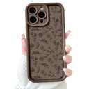 NITITOP Compatible with iPhone 13 Pro Case Cute Flowers Floral Leaves Design for Women Girls Stylish Artistic Soft TPU Shockproof Full Camera Protective Cover - Brown