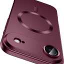 Magnetic for iPhone Air Case, Compatible with MagSafe, Built-in Camera Lens Protector, Slim Thin Soft Silicone Bumper Shockproof Metallic Luster Phone Case for iPhone 17 Air (Burgundy Red)