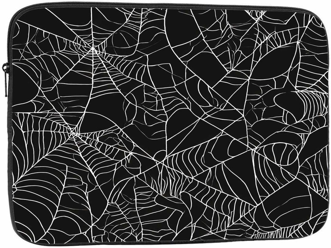 Laptop Sleeve Bag 15.4 15.6 Inch,Halloween Spider Web Black and White Protective Polyester Computer Cases Laptop Cover Briefcase Bag Tablet Travel Cover LPS-025, 15 Inch