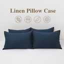 CHUFFED Linen Pillowcases 2 Pack 100% Linen Standard Pillow Cases, Breathable and Cooling Washed Pillowshams with Zipper Closure, 20x26 Inches, Navy Blue