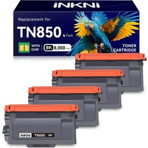 InkNI Compatible TN850 Toner Cartridge Replacement for Brother TN850 TN820 TN880 High Yield Compatible for Brother DCP-L5600DN HL L5000D HL L5200DW HL L6200DW L5850DW L6700DW Printer (Black, 4-Pack)
