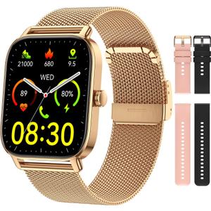 Smart Watch for Women Men Fitness: Waterproof Make Answer Call Digital Mens Watches Running Pedometer Smartwatch for Android Phone iPhone Samsung Compatible Heart Rate Monitor SpO2 Step Tracker Gold