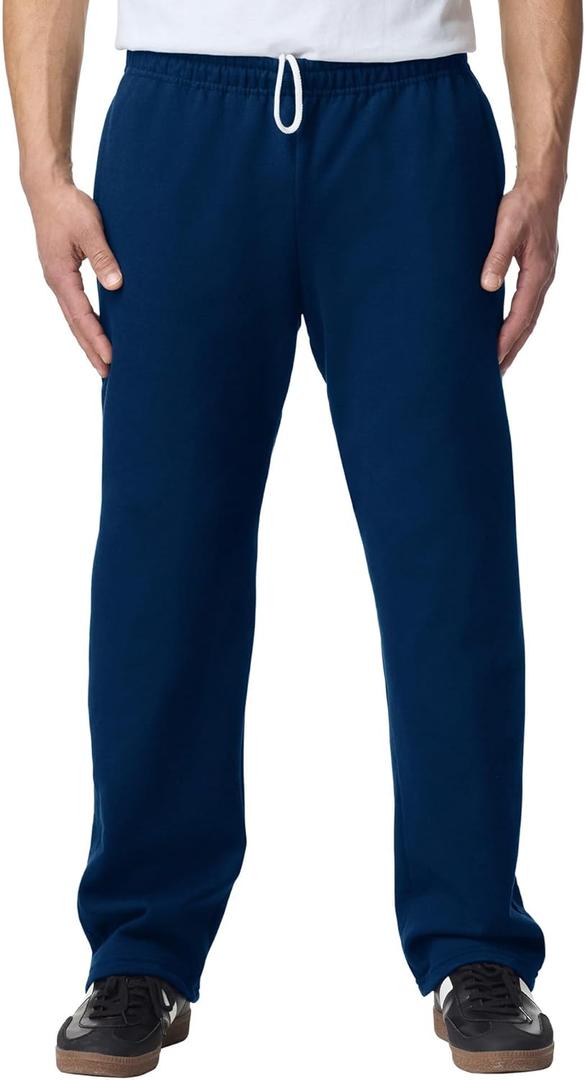 Gildan Adult Fleece Open Bottom Sweatpants with Pockets, Style G18300 (X-Large, Navy)