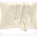 BEDELITE Satin Pillowcase for Hair and Skin, Super Soft and Cooling Similar to Silk Pillow Cases 2 Pack with Envelope Closure, Gift for Women Men(20"x26" Standard Size, Beige)