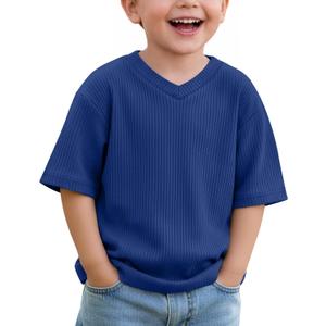 Toddler Baby Boys T-Shirts | Short Sleeve, Half Sleeve, V Neck, Ribbed, Loose Fit, Casual, Summer, Basic Tees, for Toddler Boys 18M-6T, Play, Daily Wear