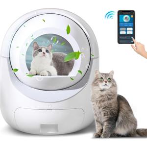 Self-Cleaning Cat Litter Box - Large Automatic With App Control, Odor Removal, Anti-Pinch Safety Protection, Smart System Suitable for Multiple Cats