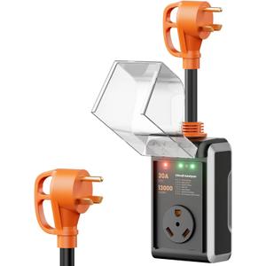 RV Surge Protector 30 amp, 2026 Upgraded 13000J Surge Protection RV Circuit Analyzer 30 amp RV Surge Protector with Waterproof Cover, RV Adapter Plug for Camper, Travel Trailers (BLack-Sliver)