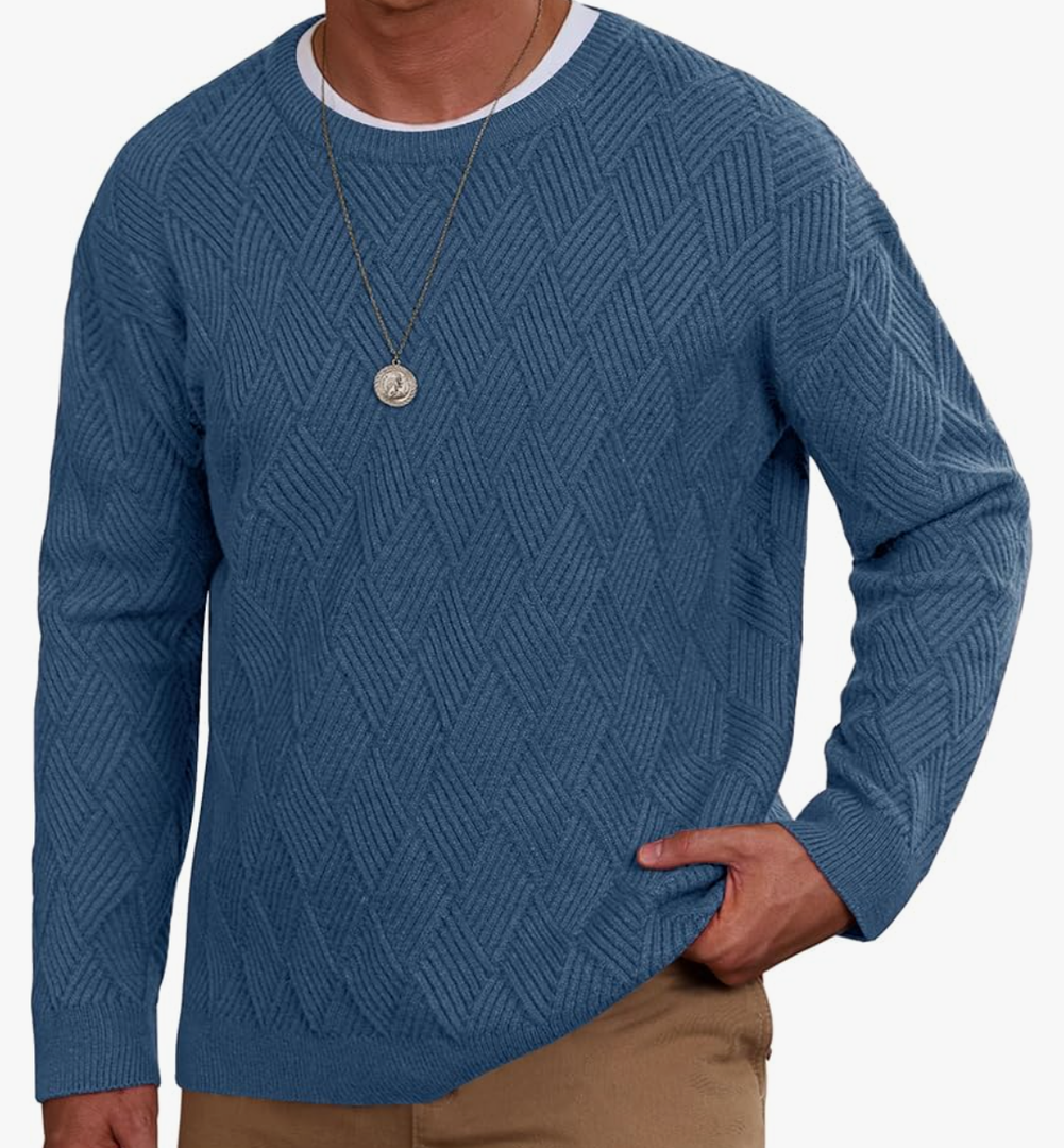 Men Cable Knit Oversized Sweater Baggy Chunky Patterned Pullover Size XL