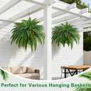 4PCS 45in Fake Ferns- Outdoor Faux Plants, Large UV Resistant Artificial Ferns for Outdoors, Weatherproof Faux Boston Fern Realistic Fake Artificial Plant for Porch Home Garden Patio Hanging Decor