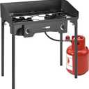VIVOHOME 150,000 BTU Double Burner Propane Stove, Heavy-Duty Outdoor Portable Camp Stove with Windscreen & Detachable Legs for Camping, Backyard, BBQ Cookouts