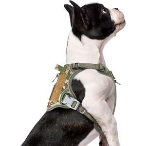 BUMBIN Tactical Dog Harness for Small Dogs No Pull, Famous TIK Tok No Pull Puppy Harness, Fit Smart Reflective Pet Walking Harness for Training, Adjustable Dog Vest Harness with Handle Forest Camo S (S(Neck:13-16", Chest:15-23"))