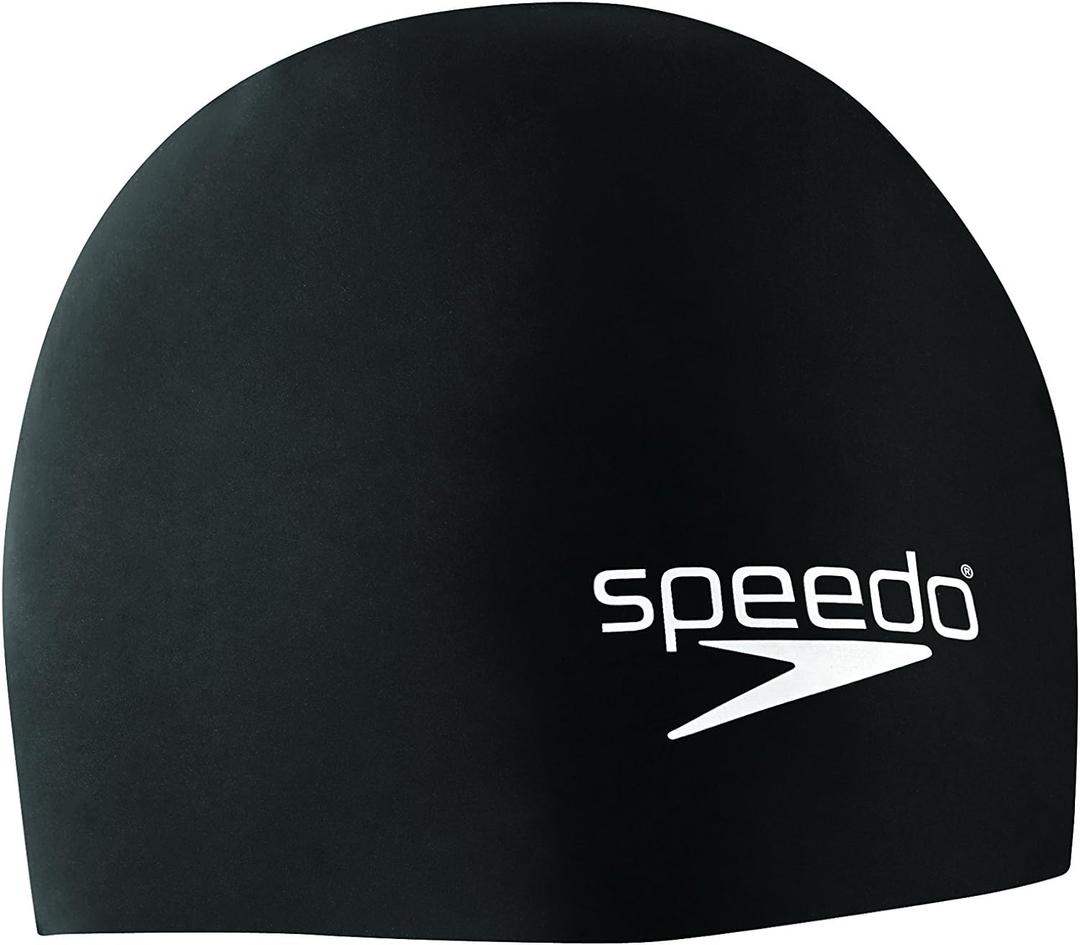Speedo Elastomeric Solid Silicone Swim Cap, Black