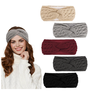 CAVETEE Winter Headbands for Women, 4 Pieces Ear Muffs Crochet Soft Lined Elastic Ear Warmers for Women Christmas Gift
