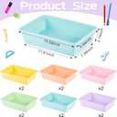 Taiyin 12 Pcs Plastic Flat Storage Tray Classroom Paper Bins Containers School Office Letter Basket Art Book Organization File Holder(Pastel Color)