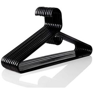 Plastic Hangers HD Heavy Duty, 16 Pcs. Elegant Black Color, Made in USA, 3/8 Thickness, Durable, Tubular, Lightweight, for Clothes, Coat, Pants, Shirts, Dress and More, Free and Quick delivery.