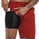 difficort Mens Swim Trunks with Compression Liner 9" Zipper Fly Bathing Suits Quick Dry Swimming Shorts with Zipper Pockets L