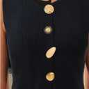 Milumia Women's Metal Decor Button Down Sweater Vest Sleeveless Knitted Tank Tops Waistcoat (L)