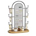 Bussdis Jewelry Holder Organizer Earring Display - Stands Earring Storage Earring tree Hanger Jewelry Towers Rack with 6 Hooks 300 Stud Holes Wood Tray for Necklaces Bracelets Rings