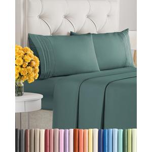 King Size 4 Piece Sheet Set - Ultra Soft & Cooling Bed Sheets - Fits 8 Inch to 16 inch Mattress - Wrinkle Free & Fade Resistant with Deep Pockets - Breathable, Comfy Hotel Luxury Bedding - Dusty Teal