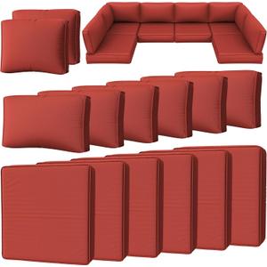 10 Pcs Outdoor Cushion Slipcovers Outdoor Patio Cushion Covers Replacement Waterproof with Zipper for Outdoor Furniture, Patio Sofa Couch 3 Sizes, Covers Only