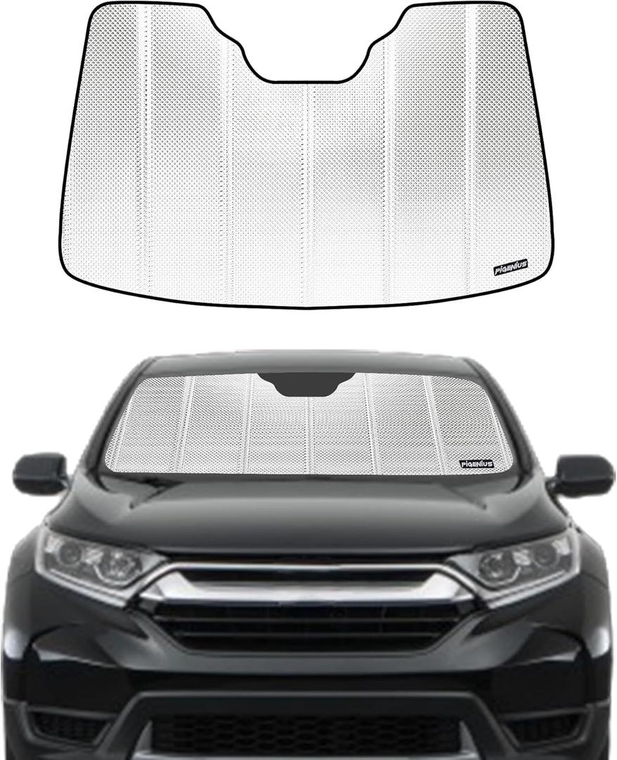 Windshield Sun Shade for Honda CRV 2017-2022. Reflective Aluminum Film Front Window Sunshade - BLAZBLOCK (Classic Shiny Silver)