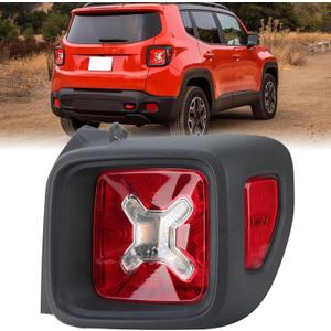 Tail Light Compatible with 2015-2022 Jeep Renegade Black Bezel Taillight Rear Lamp Replaces 68429834AA CH2801209 (Right Passenger Side)