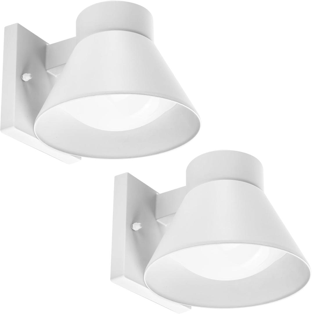 UME 2 Pack LED Outdoor White Front Porch Lights, Waterproof Wall Lantern Light Fixture, Anti-Rust Farmhouse Barn Wall Sconce for Patio, Doorway, Garage