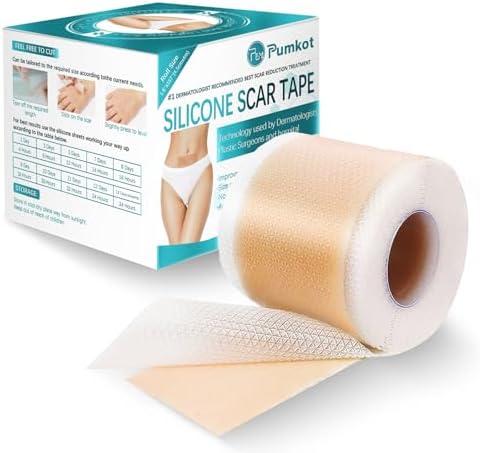 Silicone Scar Sheets, Silicone Scar Tape(1.8” x 157” Roll-4M), Scar Removal Away Strips for Surgical Scars, Keloid, C-Section, Burn et