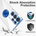 Designed for Samsung Galaxy S23 Ultra Case with Stand, Ring Holder Kickstand, Support Magnetic Car Mounts, Soft TPU Bumper, Non-Yellowing Anti-Scratch Anti-Fingerprint, Clear and Blue