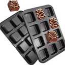 2 Packs Square Muffin Baking Pan, Premium Steel Muffin Pan for Baking, Nonstick Cupcake Tin Cheesecake Pans, Bakeware Muffin Top Pan (12 Cups, Black Grey)