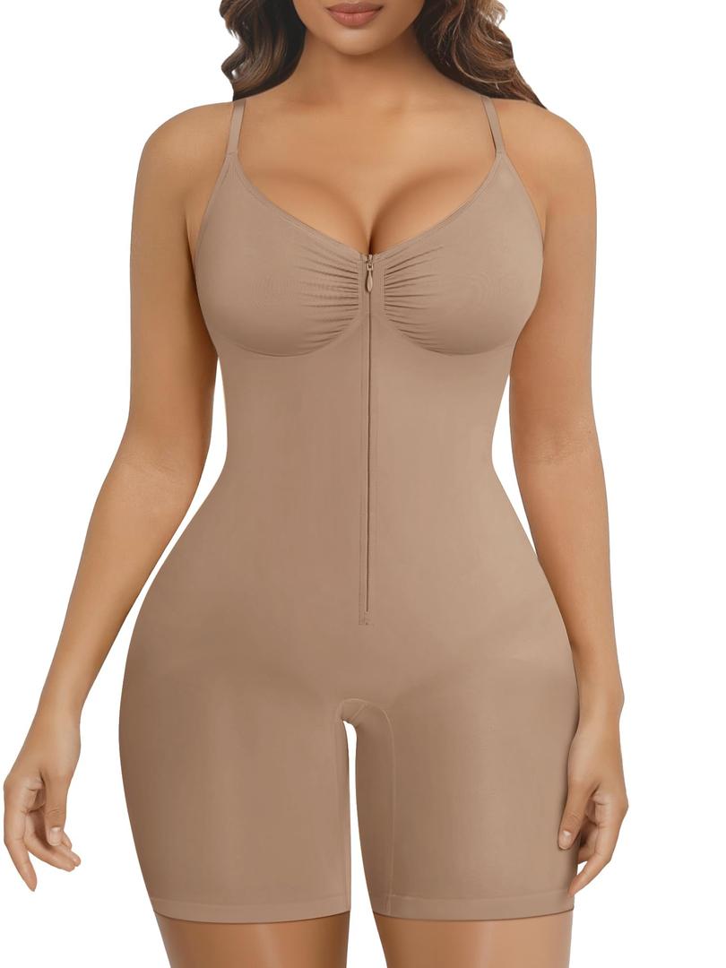 SHAPERX Women's Shapewear Bodysuit Tummy Control Seamless Zip-Up Body Shaper Waist Defining Silhouette (2XL)