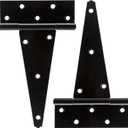 HILLMASTER 10 Inch T-Strap Heavy Duty Shed Door Hinges Gate Strap Hinges Black Tee Hinge Wrought Hardware for Wooden Fences,Yard,Barn Door,Rustproof (2 Pack)