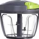 Ourokhome Manual Food Processor Vegetable Chopper, Portable Hand Pull String Garlic Mincer Onion Cutter for Veggies, Ginger, Fruits, Nuts, Herbs, etc., 650ml, Grey (Gray)