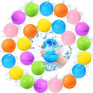 24Pcs Reusable Water Balloons, Summer Water Toys, Magnetic Water Ball for Outdoor Games, Pool Toy, Beach Toys for Kids