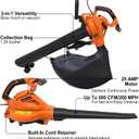 GARCARE 3-in-1 Electric Leaf Blower Vacuum & Mulcher Corded 500 CFM 200 MPH