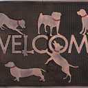 A1 Home Collections Pin Outdoor Entrance,Fun Designed Floor, Welcome Front Door Indoor Non-Slip Backing Rubber Mat for Outside, 18" X 30", Dogs Playing