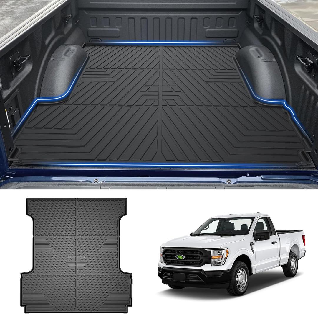 T TGBROS Truck Bed Mat for Ford F150 /F-150 Lightning 2015-2024 2025 All Weather 5.5FT Cargo Bed Liner Rear Trunk Liner for F-150 Accessories Black Non-Slip