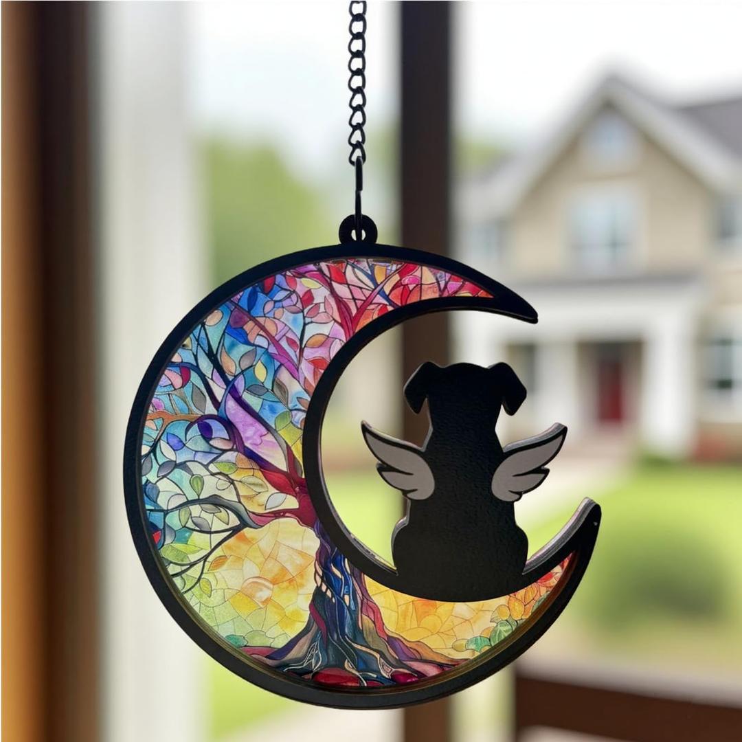 2 x Ettonsun Dog Memorial Suncatcher Dog Memorial Gifts Passing Away Loss Remembrance Death Sympathy Gift (D)
