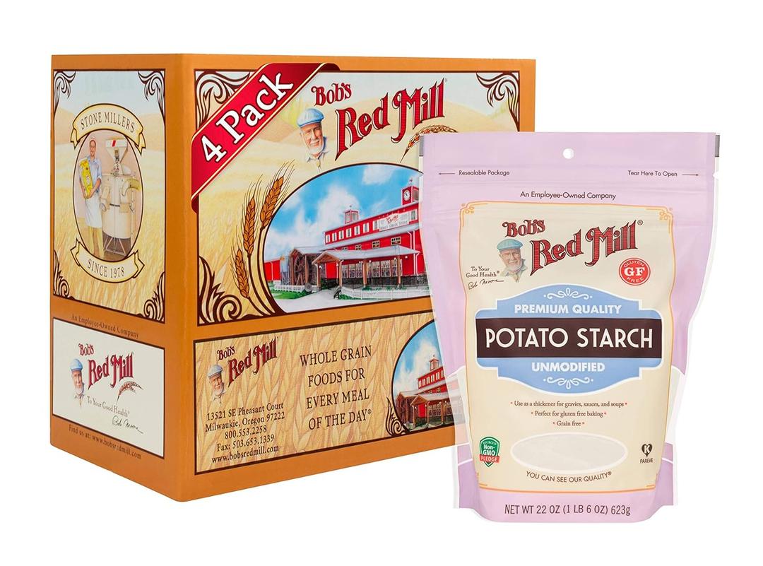 Bob's Red Mill Potato Starch, 22oz (Pack of 4) - Non GMO, Vegan, Kosher, BB 19/03/26