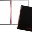 Black n' Red Notebook, Business Journal, 8-1/4" x 5-7/8", 70 Sheets, Ruled, Optik Paper, Scribzee App, Flexible Poly Cover, Wirebound, Black (C67009)