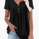 Womens Summer Tank Tops Sleeveless Loose Fit Henley Button Down Shirts to Wear with Leggings Casual Pleated Blouse, XXL